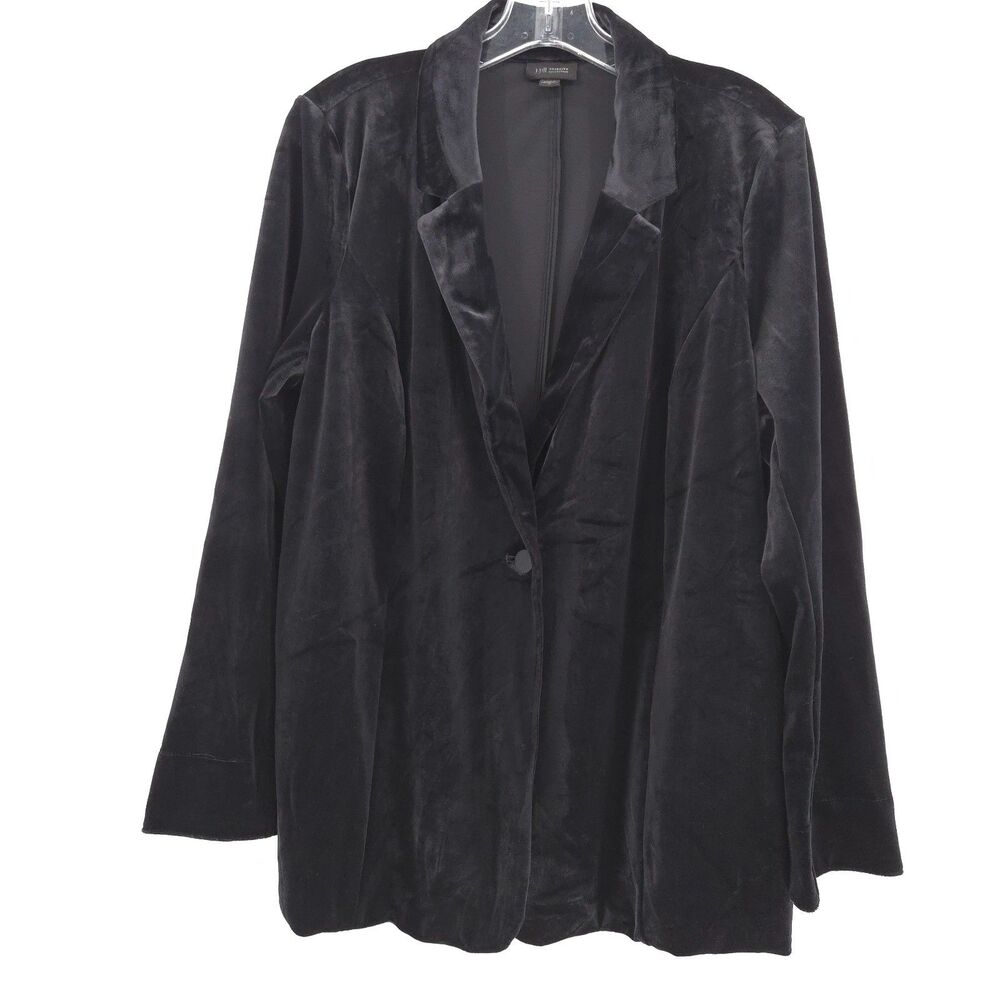 J. Jill wearever black velvet blazer Size M long sleeve lined formal dressy